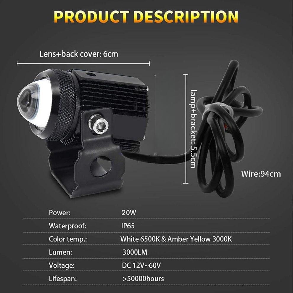 Liu HJG Mini Driving Lights 40W Dual Colour With Red Devil & Flashing Modes For Motorcycles, Scooters, Cars, Jeeps (Pack of 2)