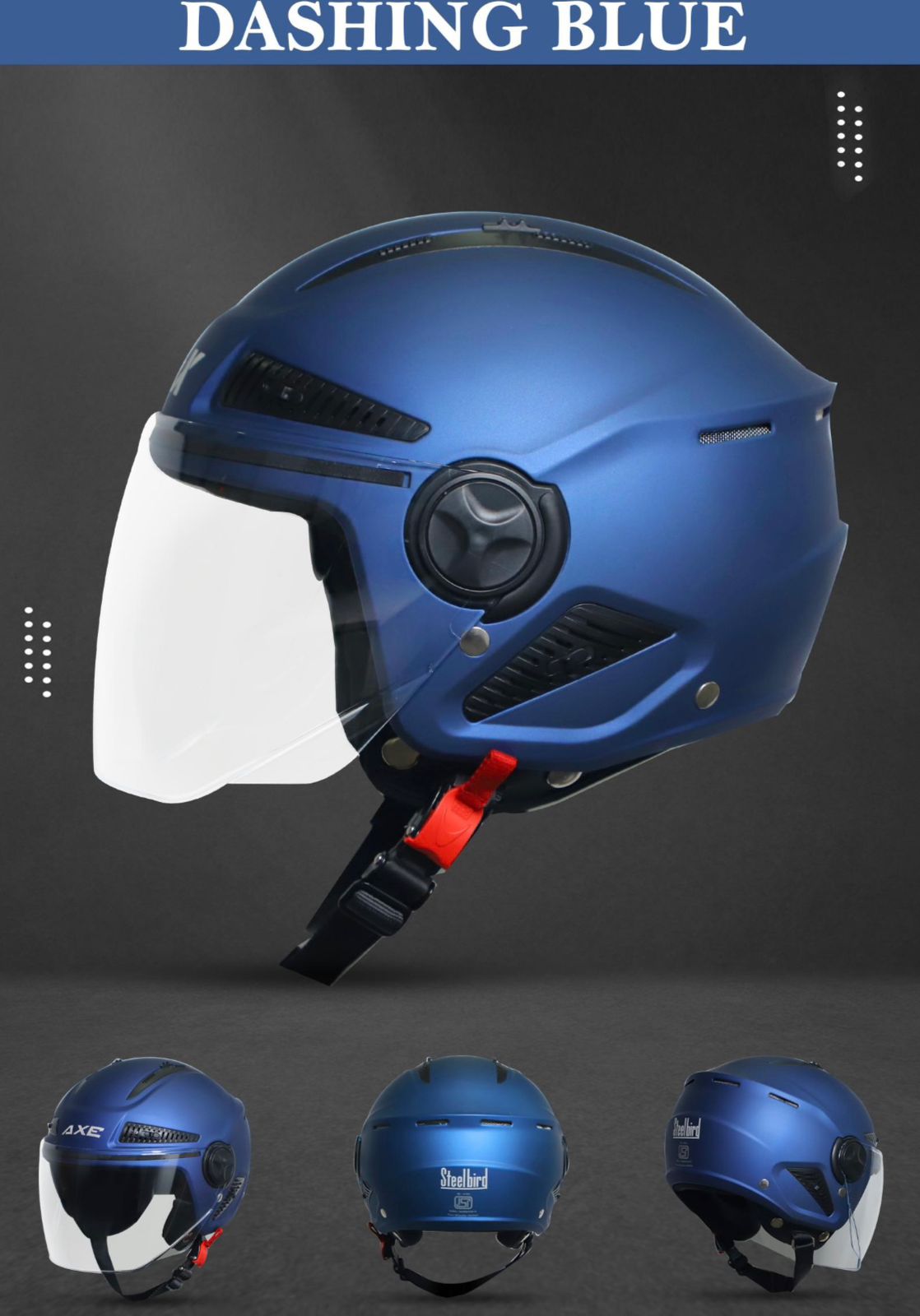 Steelbird SBH-24 Axe ISI Certified Open Face Helmet