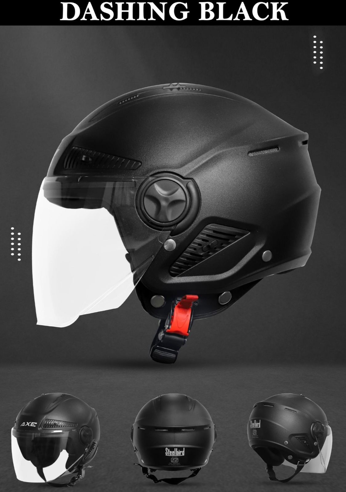 Steelbird SBH-24 Axe ISI Certified Open Face Helmet